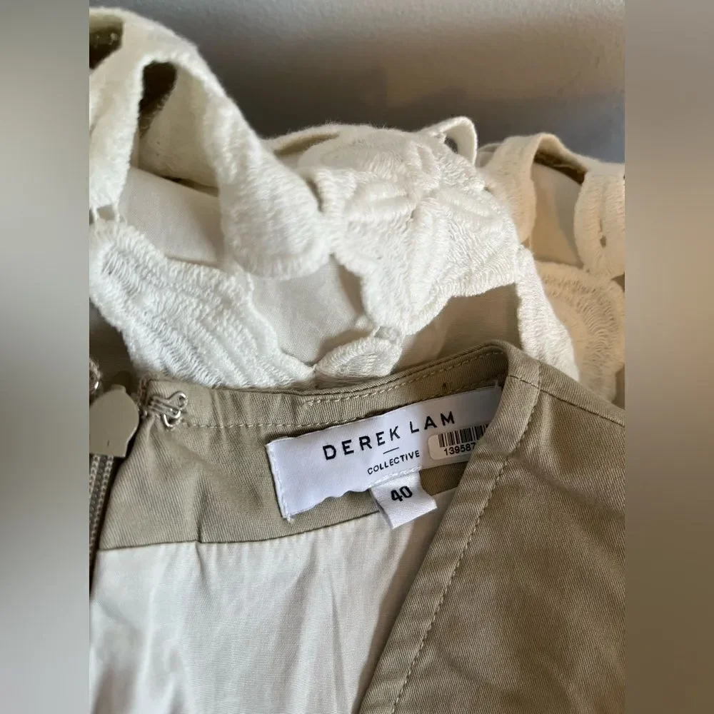 Derek Lam Collective Khaki Lace V-Neck Dress